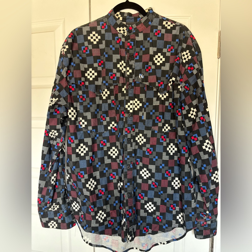 The Look Geometric Print Button Down Shirt Men’s Large | Retro 90s Style